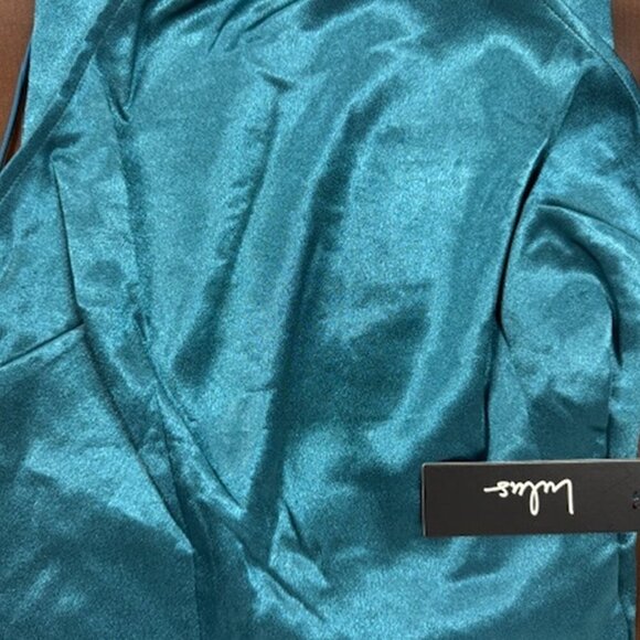 NWT Lulus Zoyah Teal Green Satin Backless Midi Dress - Picture 7 of 9